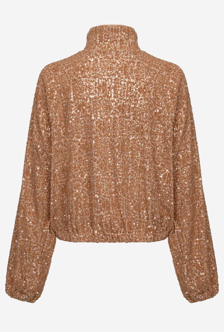 Rose Gold Women's Pinko Fully Sequinned Jackets | Ireland-42590679