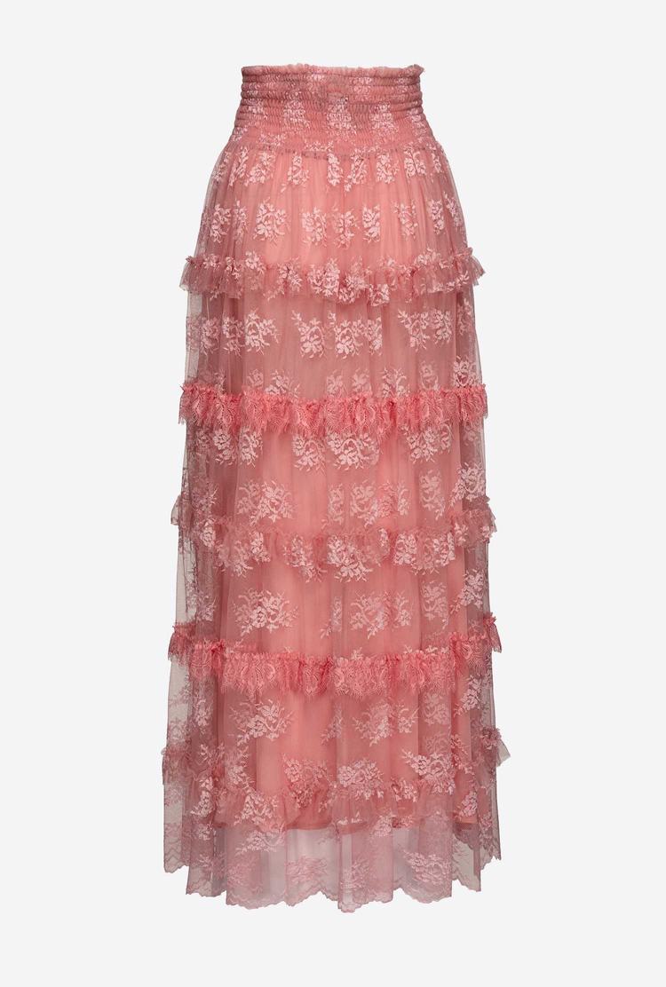 Rose Women's Pinko Ruffled Lace Skirts | Ireland-69741289