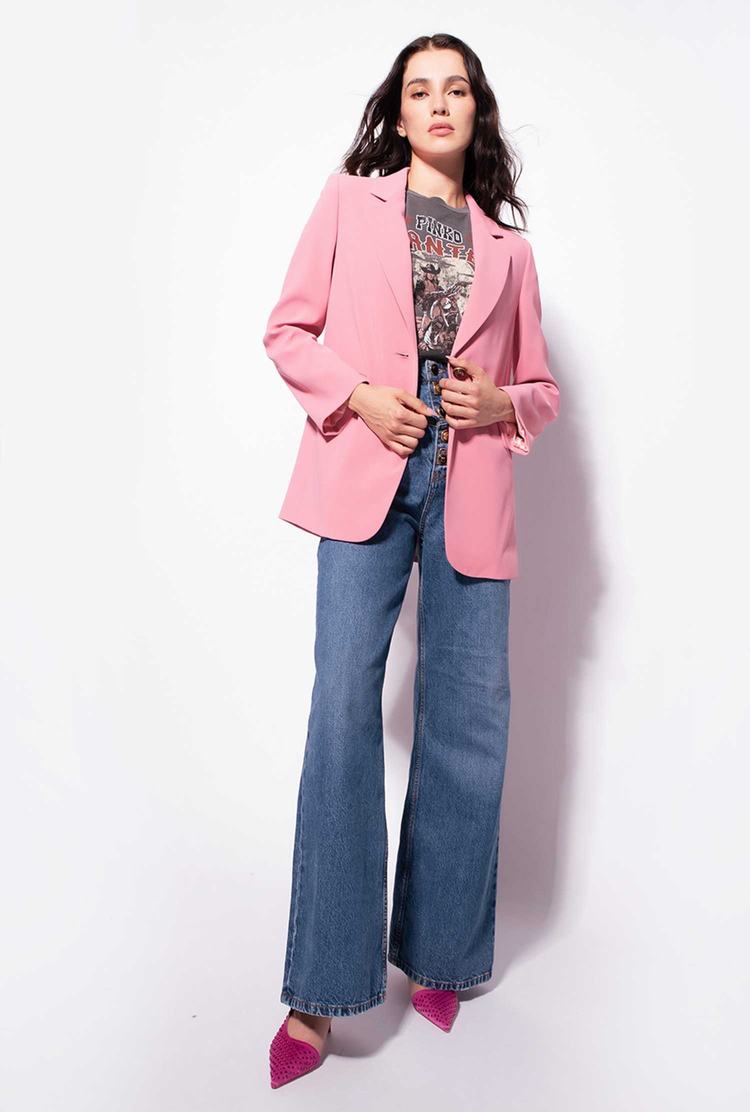 Rose Women's Pinko Single-breasted Stretch Crêpe Blazers | Ireland-75012969