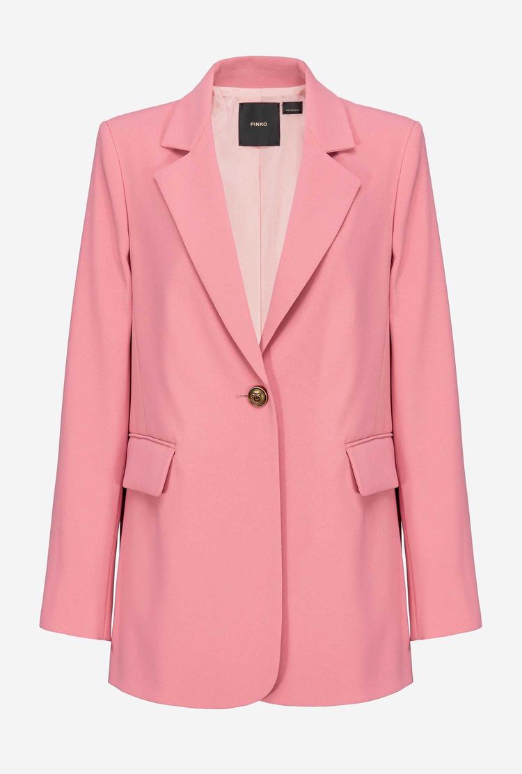 Rose Women's Pinko Single-breasted Stretch Crêpe Blazers | Ireland-75012969