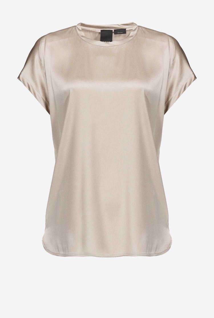 Silver Women's Pinko Stretch Satin Shirts | Ireland-48739219