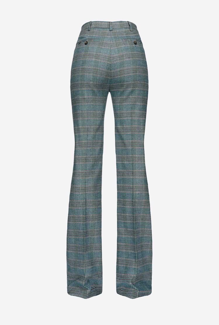 Turquoise/Pink Women's Pinko Flared Prince-of-wales Flannel Pants | Ireland-61358029