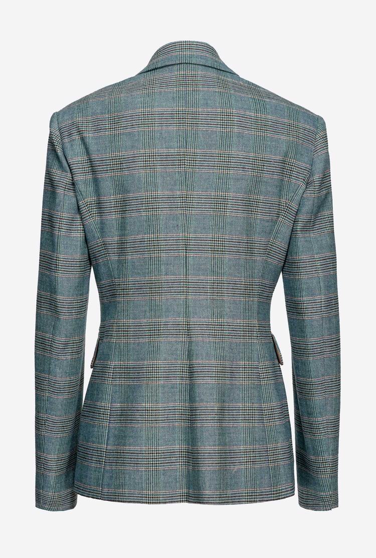 Turquoise/Pink Women's Pinko Prince-of-wales Flannel Blazers | Ireland-65740139