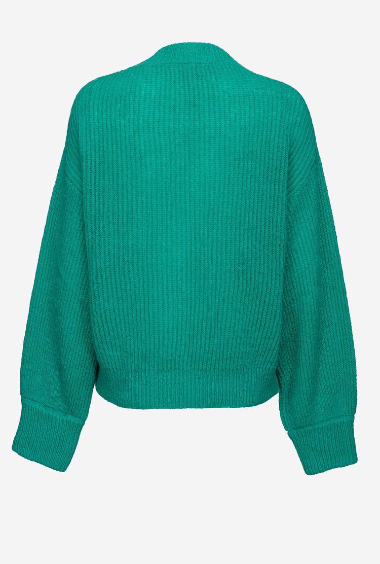 Turquoise Women's Pinko Cropped Rib-knit Cardigan | Ireland-10287599