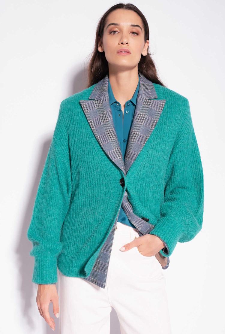 Turquoise Women\'s Pinko Cropped Rib-knit Cardigan | Ireland-10287599