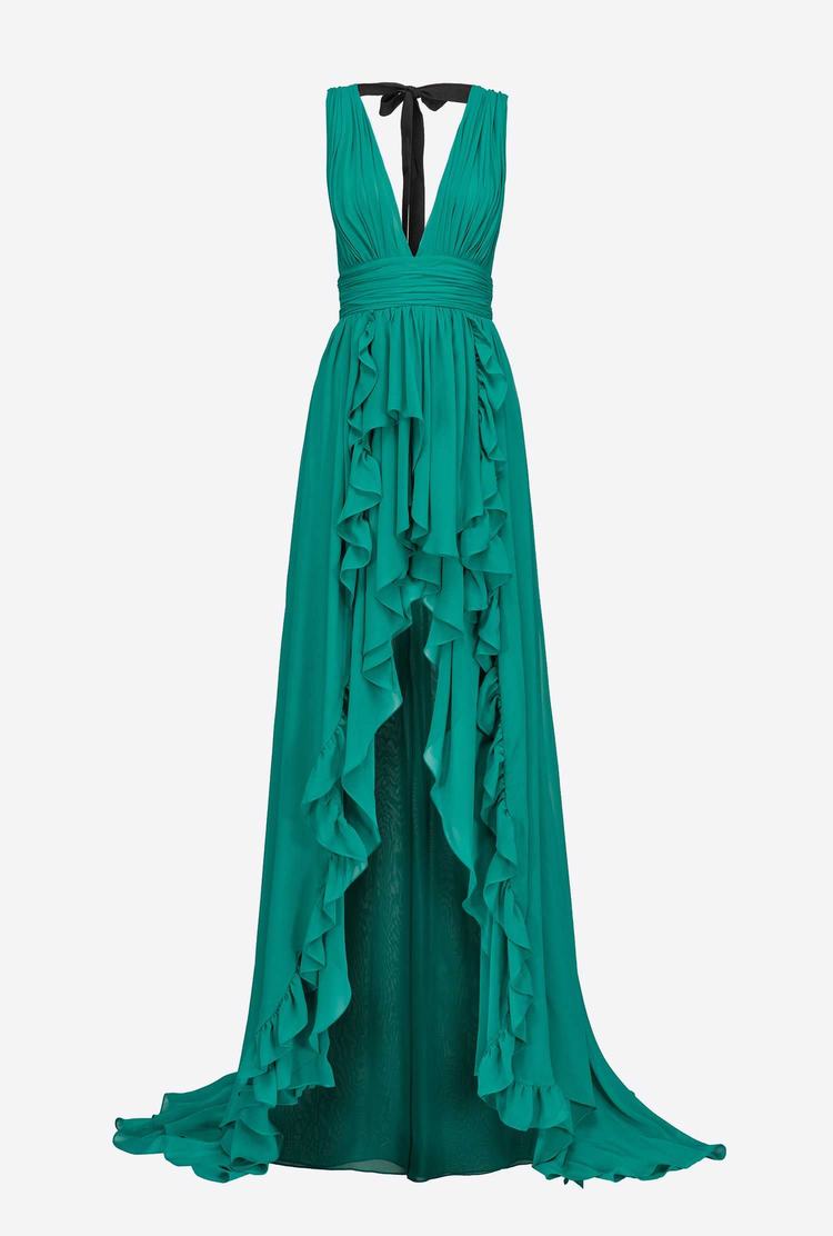 Turquoise Women's Pinko Frills Dress | Ireland-75138699