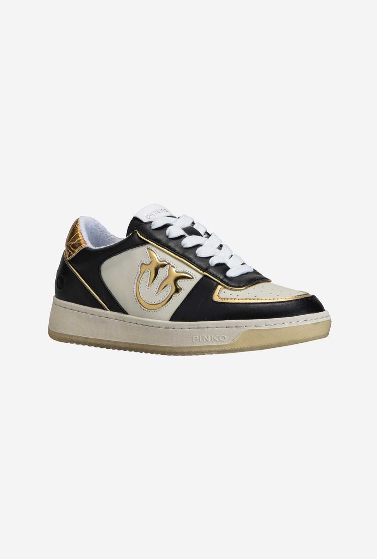 White/Black/Gold Women's Pinko Inserts Sneakers | Ireland-87239569