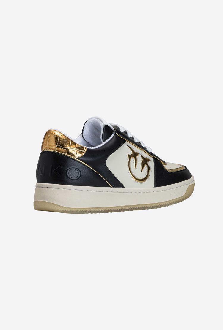 White/Black/Gold Women's Pinko Inserts Sneakers | Ireland-87239569