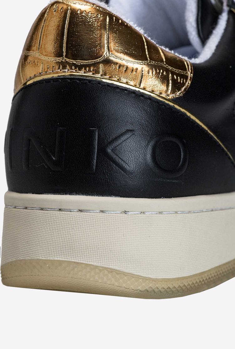 White/Black/Gold Women's Pinko Inserts Sneakers | Ireland-87239569