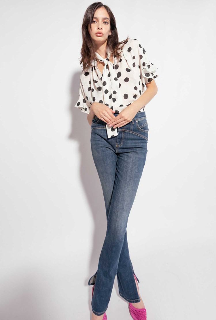 White/Black Women's Pinko Boxy Polka-dot Shirts | Ireland-19705849