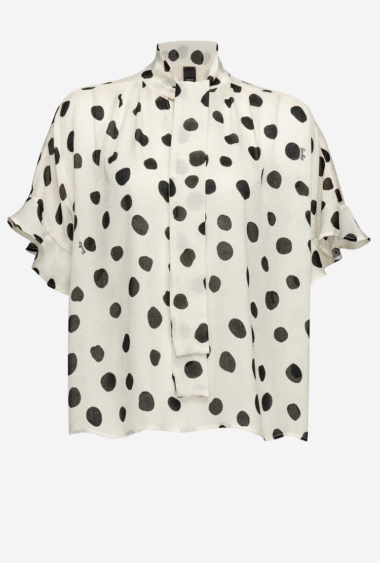 White/Black Women's Pinko Boxy Polka-dot Shirts | Ireland-19705849