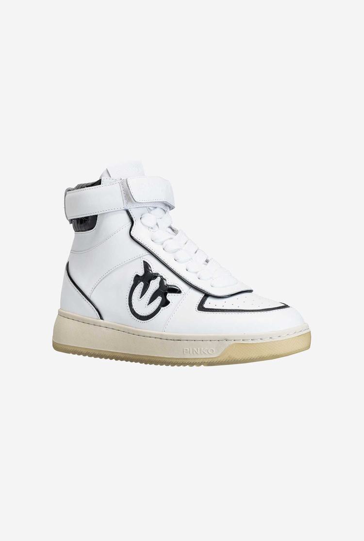 White/Black Women's Pinko High-top Sneakers | Ireland-84267039