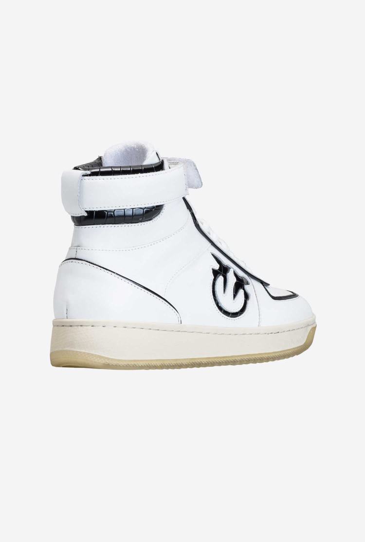 White/Black Women's Pinko High-top Sneakers | Ireland-84267039