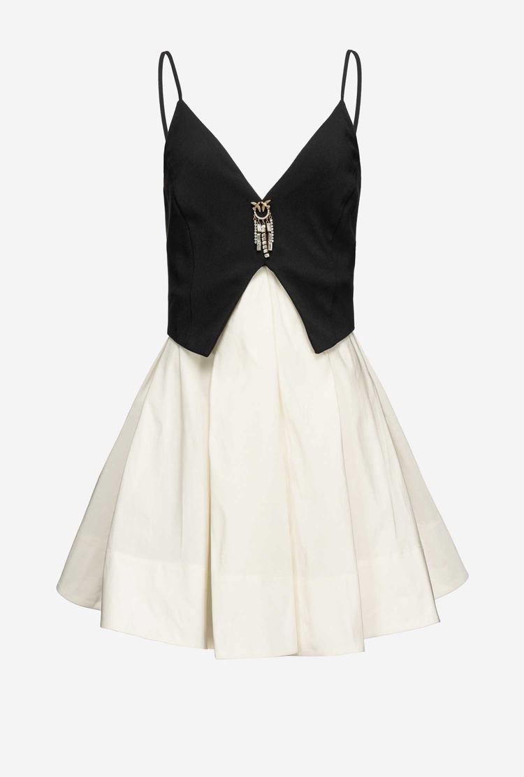 White/Black Women's Pinko Jewel Pin Dress | Ireland-07964259