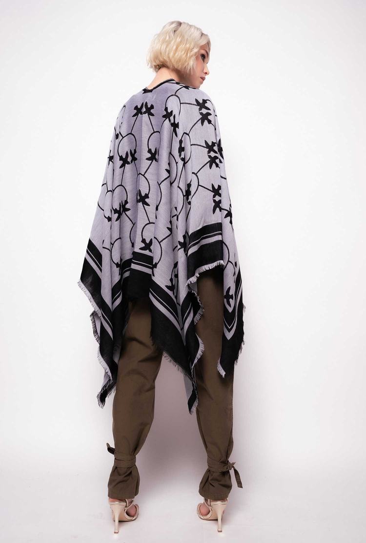 White/Black Women's Pinko Large Love Birds Shawl Scarves | Ireland-23980569