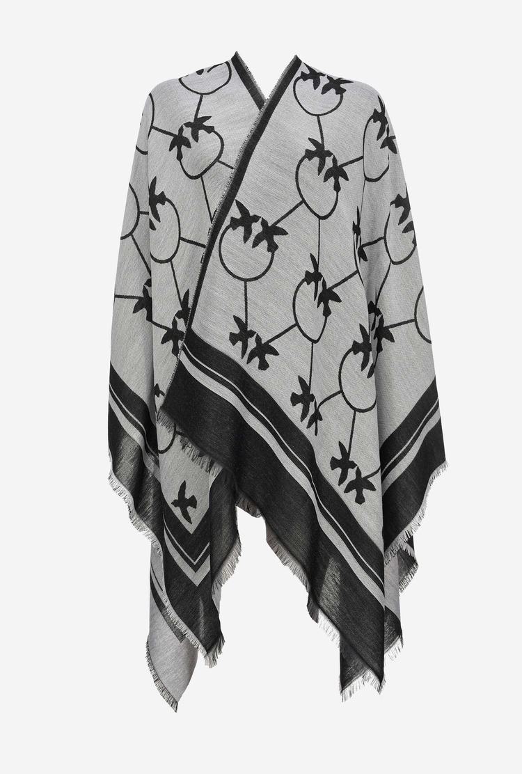 White/Black Women\'s Pinko Large Love Birds Shawl Scarves | Ireland-23980569