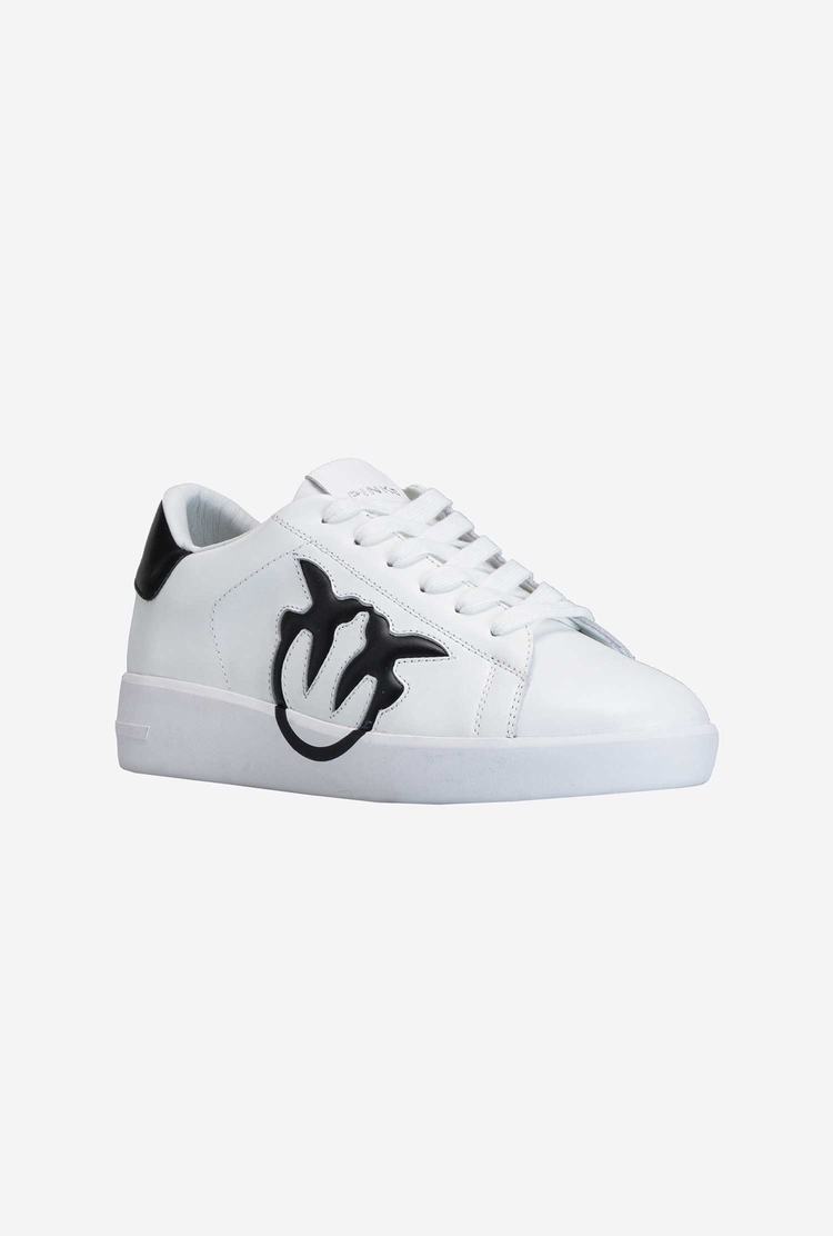 White/Black Women's Pinko Logo Sneakers | Ireland-36295719