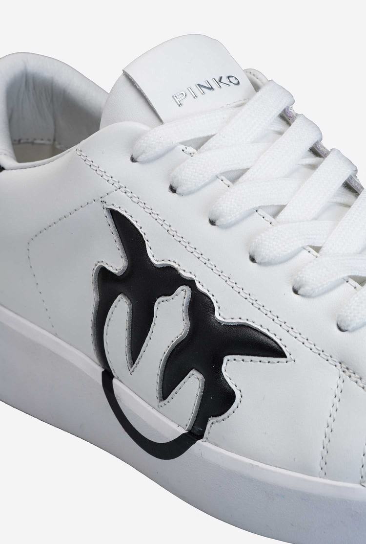 White/Black Women's Pinko Logo Sneakers | Ireland-36295719