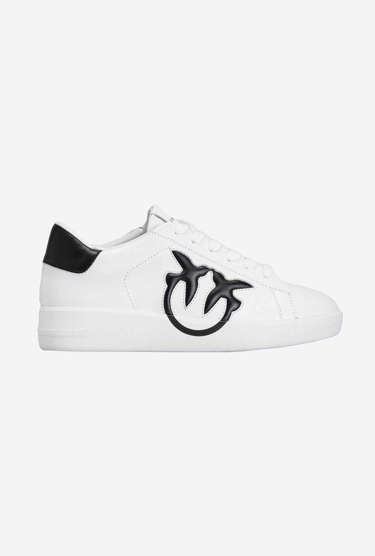 White/Black Women\'s Pinko Logo Sneakers | Ireland-36295719