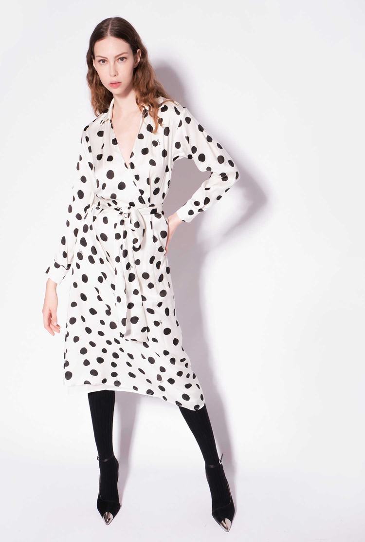 White/Black Women's Pinko Polka-dot Dress | Ireland-72086939