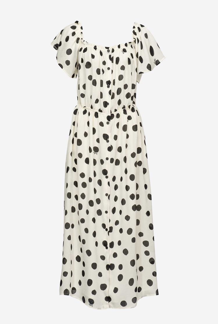 White/Black Women's Pinko Polka-dot Midi Dress | Ireland-75264939