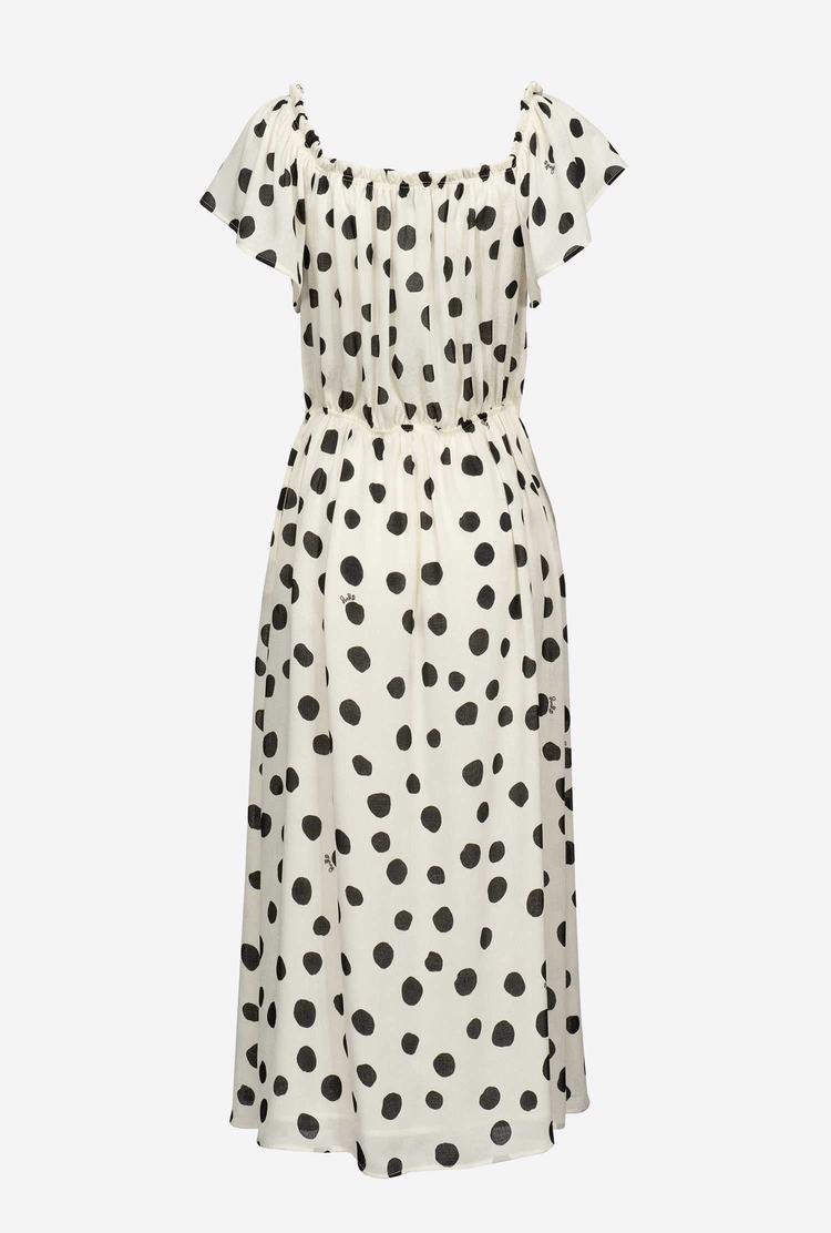 White/Black Women's Pinko Polka-dot Midi Dress | Ireland-75264939