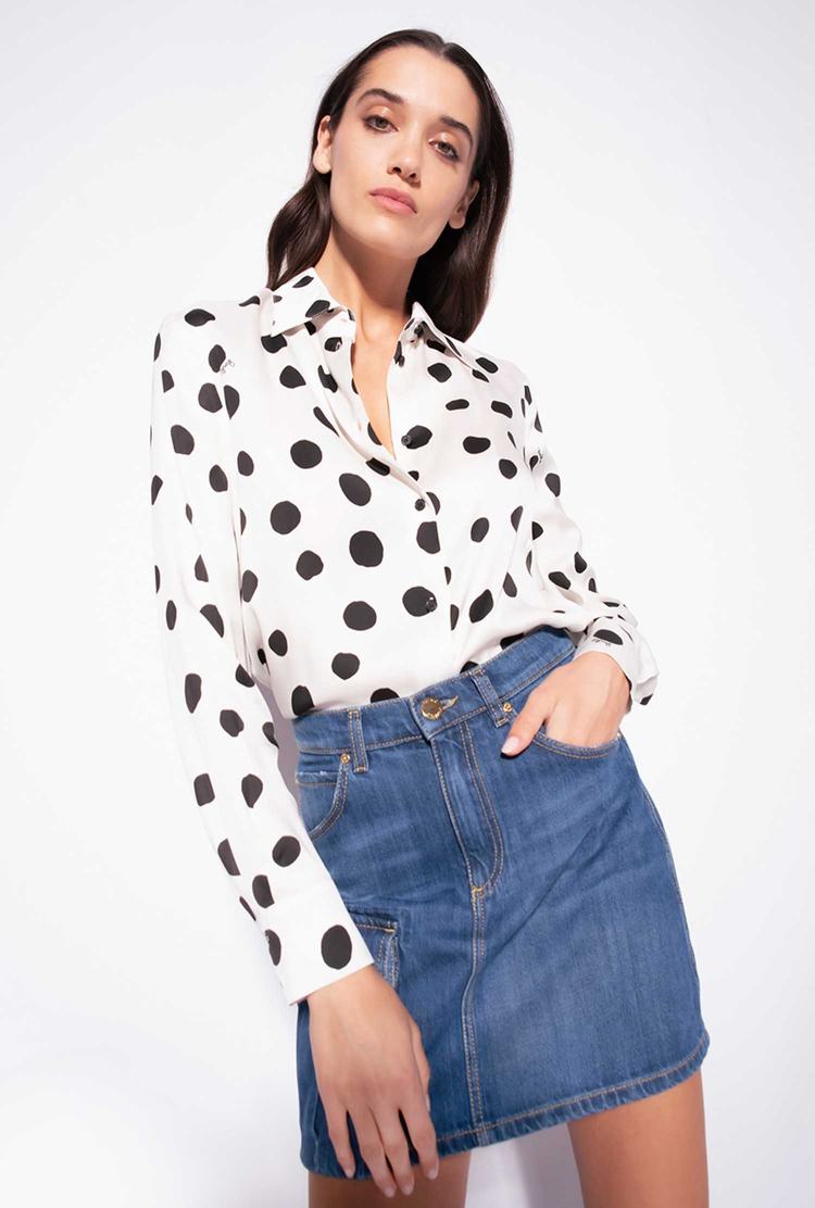 White/Black Women's Pinko Polka-dot Shirts | Ireland-35462819