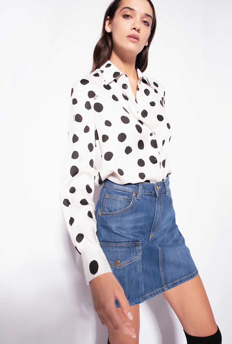 White/Black Women's Pinko Polka-dot Shirts | Ireland-35462819