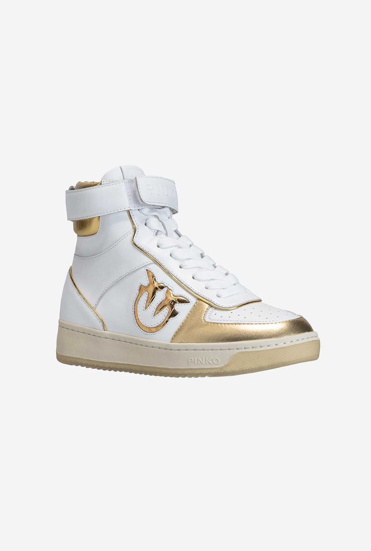 White/Gold Women's Pinko High-top Sneakers | Ireland-21098769