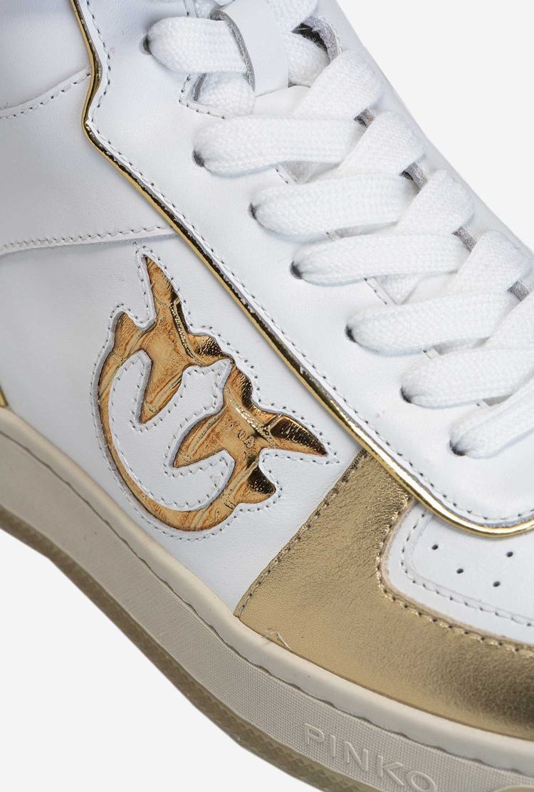 White/Gold Women's Pinko High-top Sneakers | Ireland-21098769