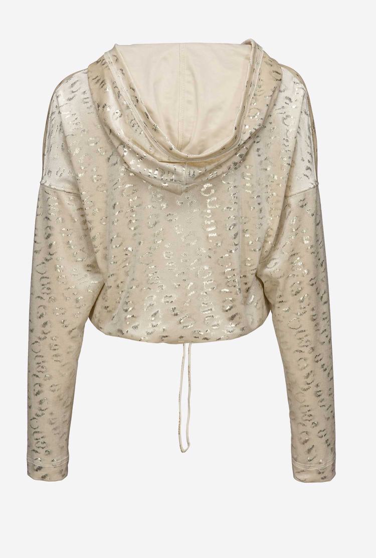 White/Gold Women's Pinko Laminated Spots Sweatshirt | Ireland-52839619