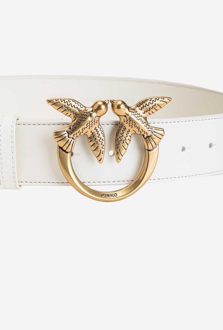 White Gold Women's Pinko Love Birds Leather Belts | Ireland-95218409