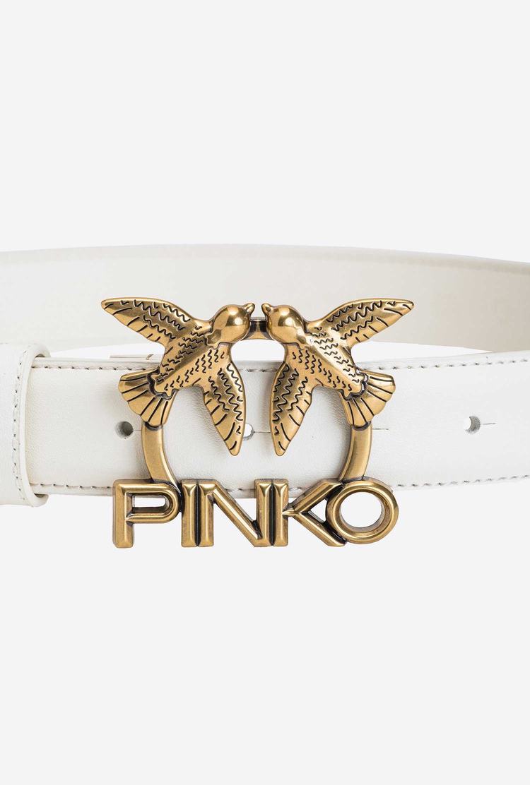 White Gold Women's Pinko Love Birds Logo Belts | Ireland-29581679