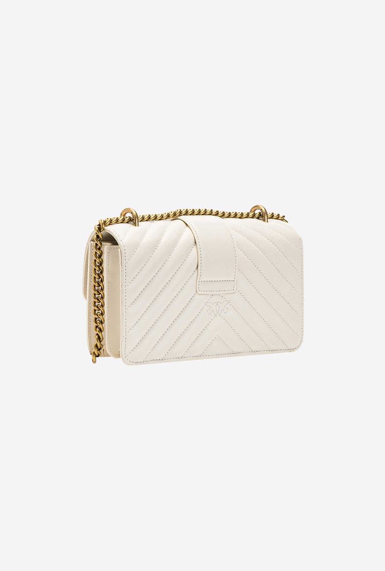 White Gold Women's Pinko Mini Love Bag Icon V Quilt Crossbody Bags | Ireland-09614759