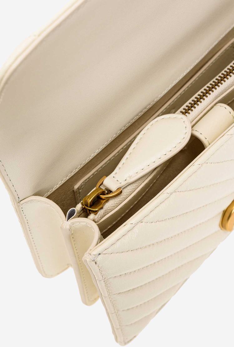 White Gold Women's Pinko Mini Love Bag Icon V Quilt Crossbody Bags | Ireland-09614759