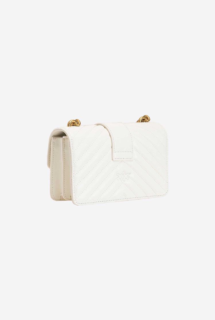 White Gold Women's Pinko Mini Love Bag Icon V Quilt Crossbody Bags | Ireland-23167809