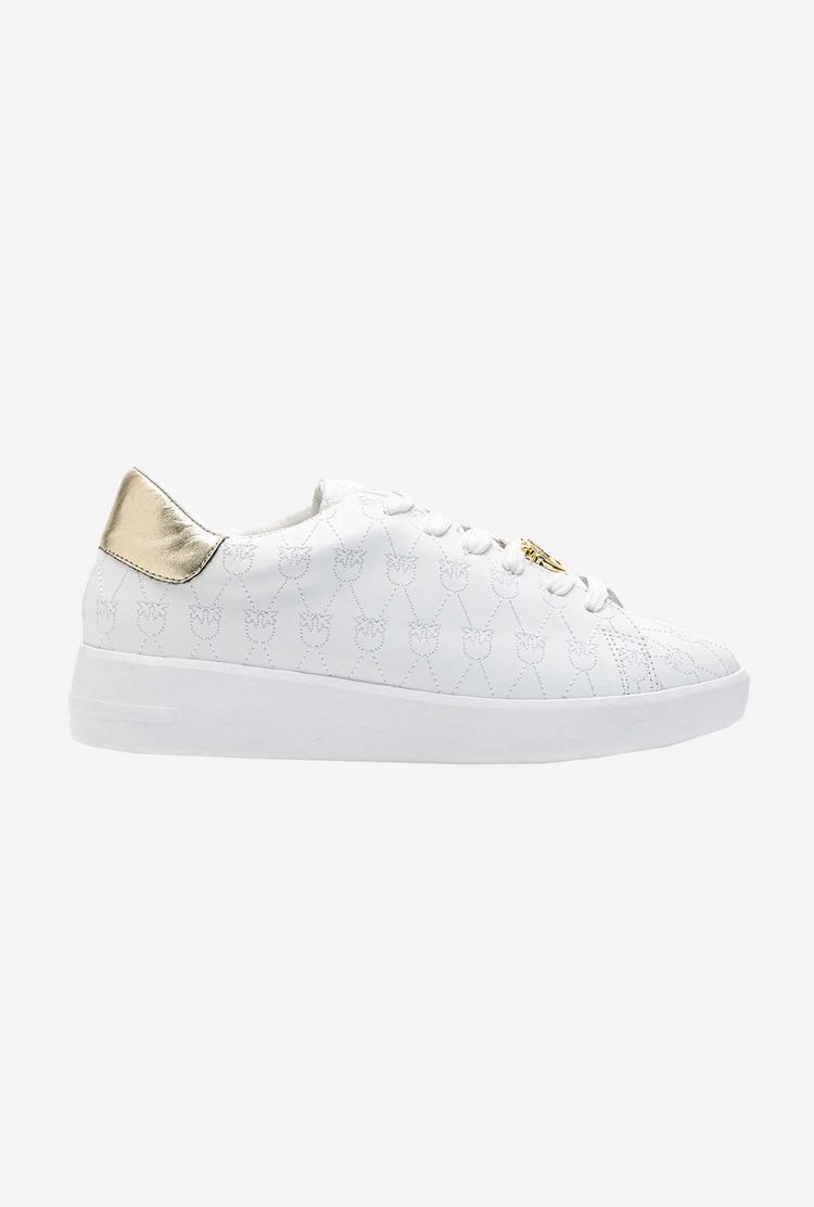 White/Gold Women\'s Pinko New Monogram Sneakers | Ireland-05214689