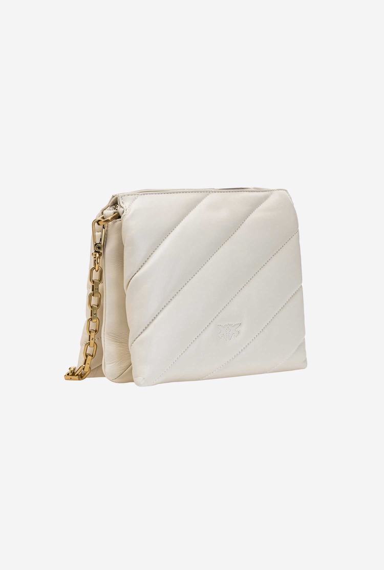 White Gold Women's Pinko Small Twins Bag Maxi Quilt Crossbody Bags | Ireland-61509279