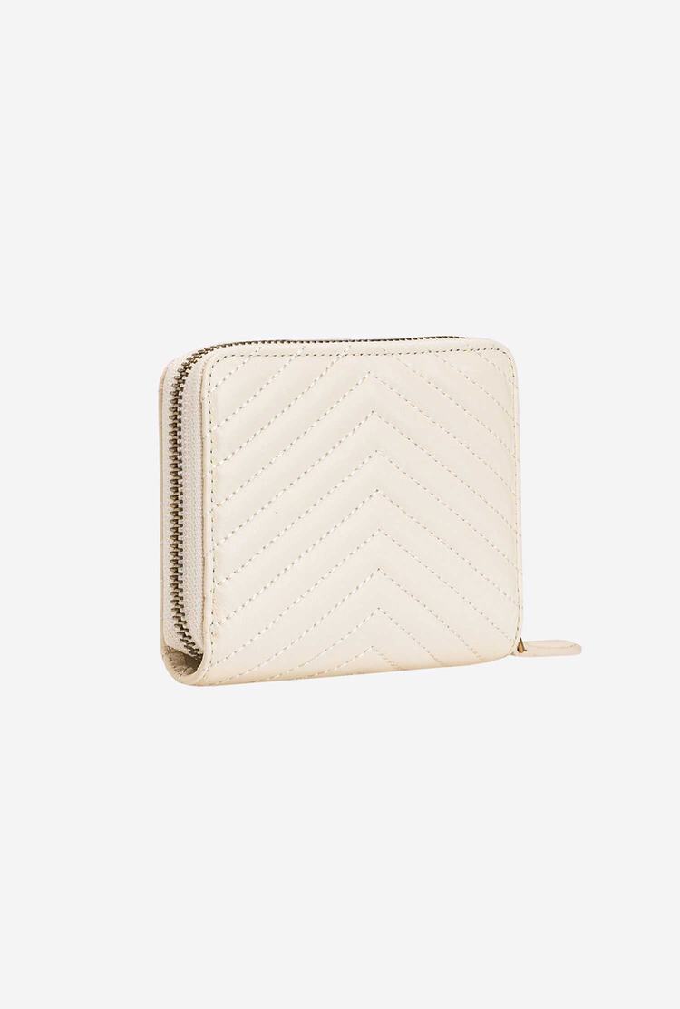 White Gold Women's Pinko Small Zip-around In Chevron-patterned Nappa Wallets | Ireland-28195469