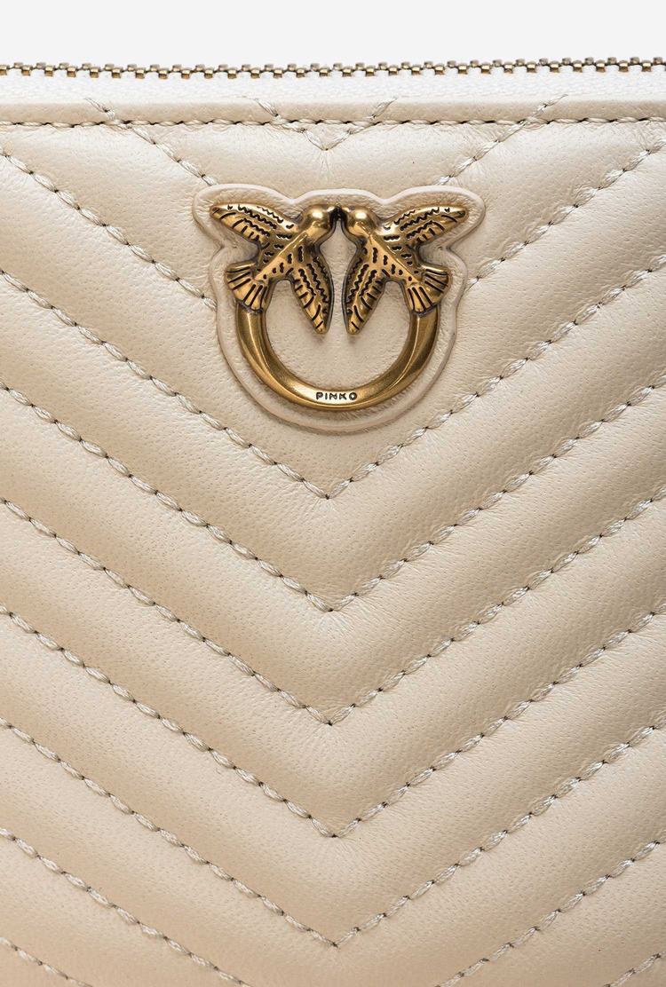 White Gold Women's Pinko Small Zip-around In Chevron-patterned Nappa Wallets | Ireland-28195469