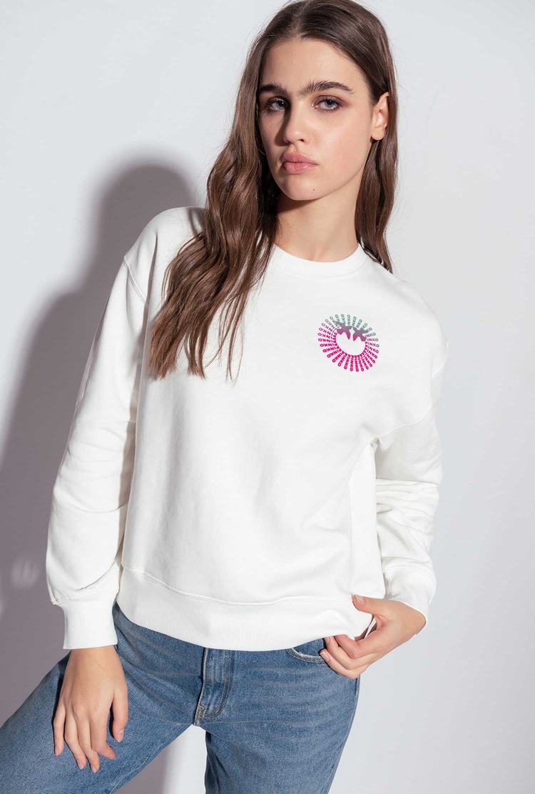 White/Green/Fuchsia Women's Pinko Multicoloured Logo Sweatshirt | Ireland-27158409