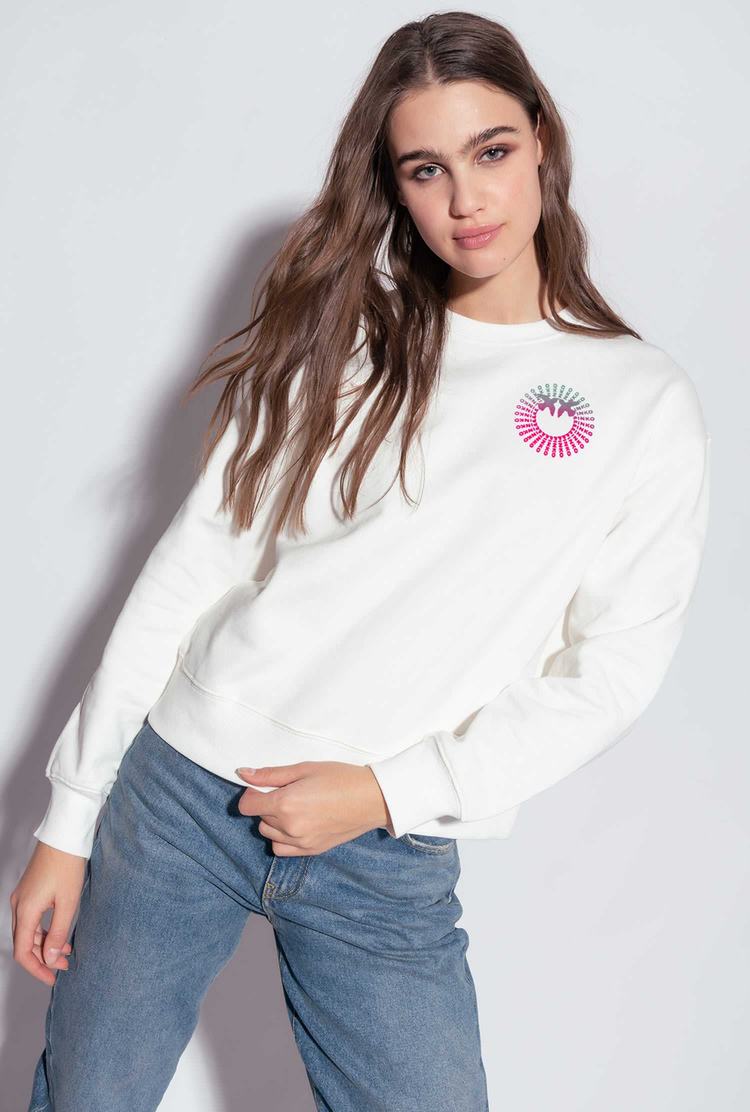 White/Green/Fuchsia Women\'s Pinko Multicoloured Logo Sweatshirt | Ireland-27158409