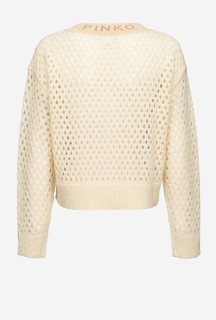 White/Pink Women's Pinko Mesh-stitch Pullover | Ireland-91583479