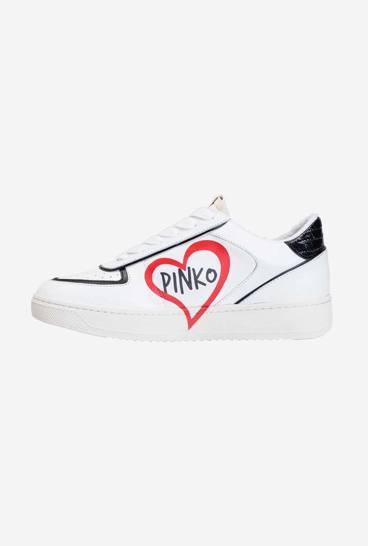 White/Red/Black Women's Pinko Graffiti Detail Sneakers | Ireland-46031579