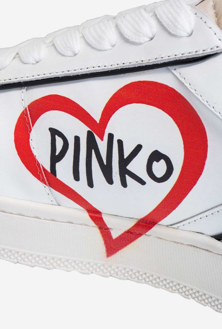 White/Red/Black Women's Pinko Graffiti Detail Sneakers | Ireland-46031579