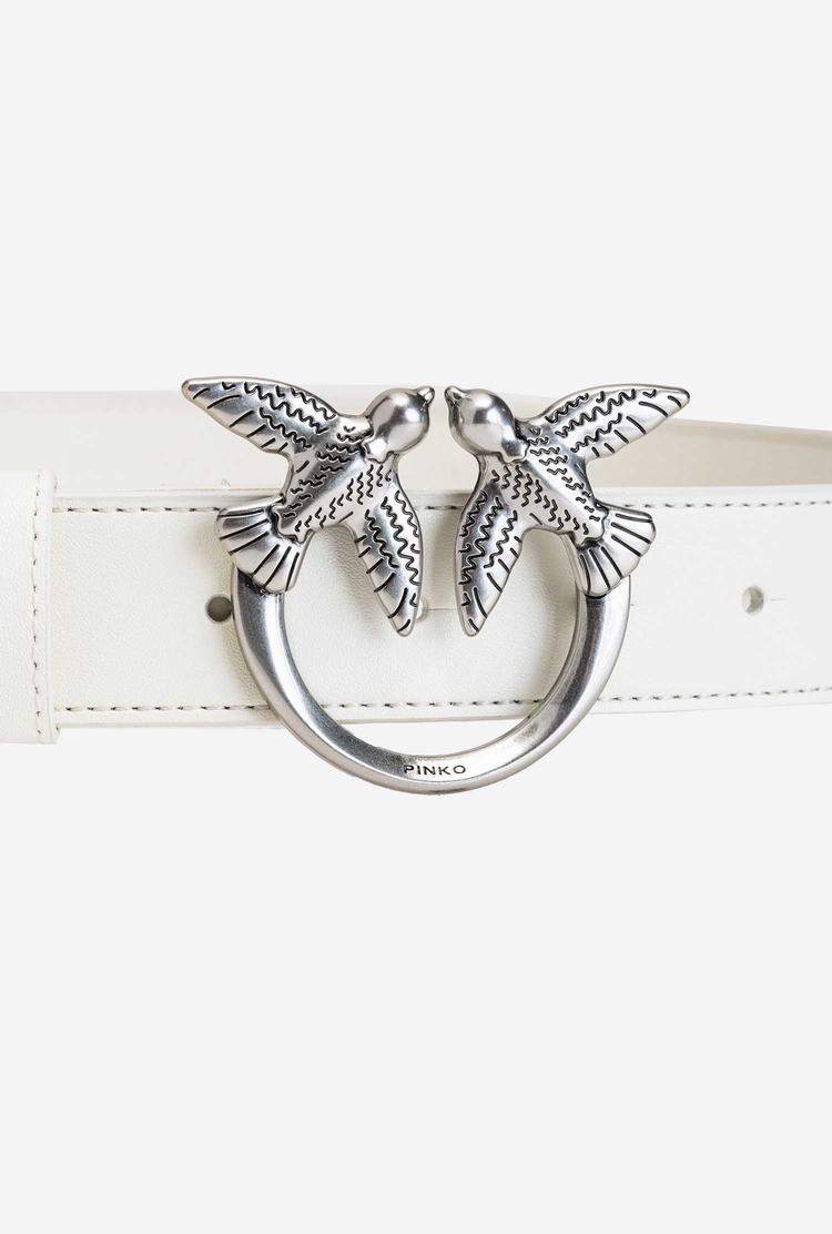 White Silver Women's Pinko Love Birds Leather Belts | Ireland-84905639