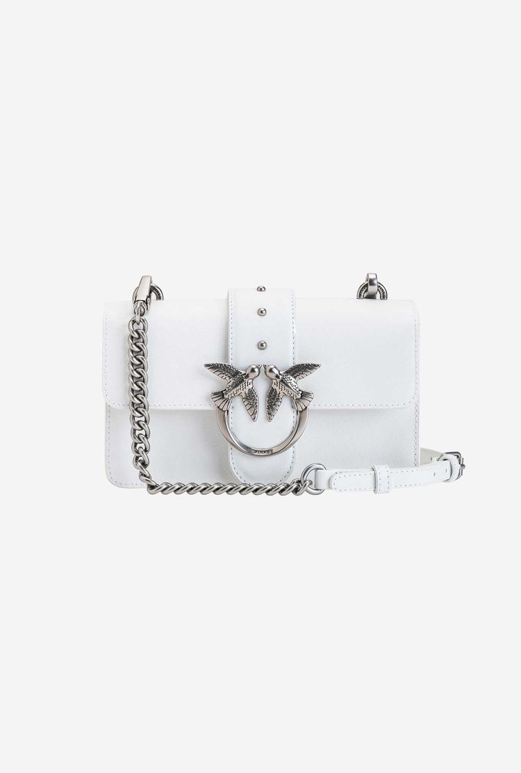 White Silver Women\'s Pinko Mini Love Bag Icon Vegan Recycled Crossbody Bags | Ireland-87965439