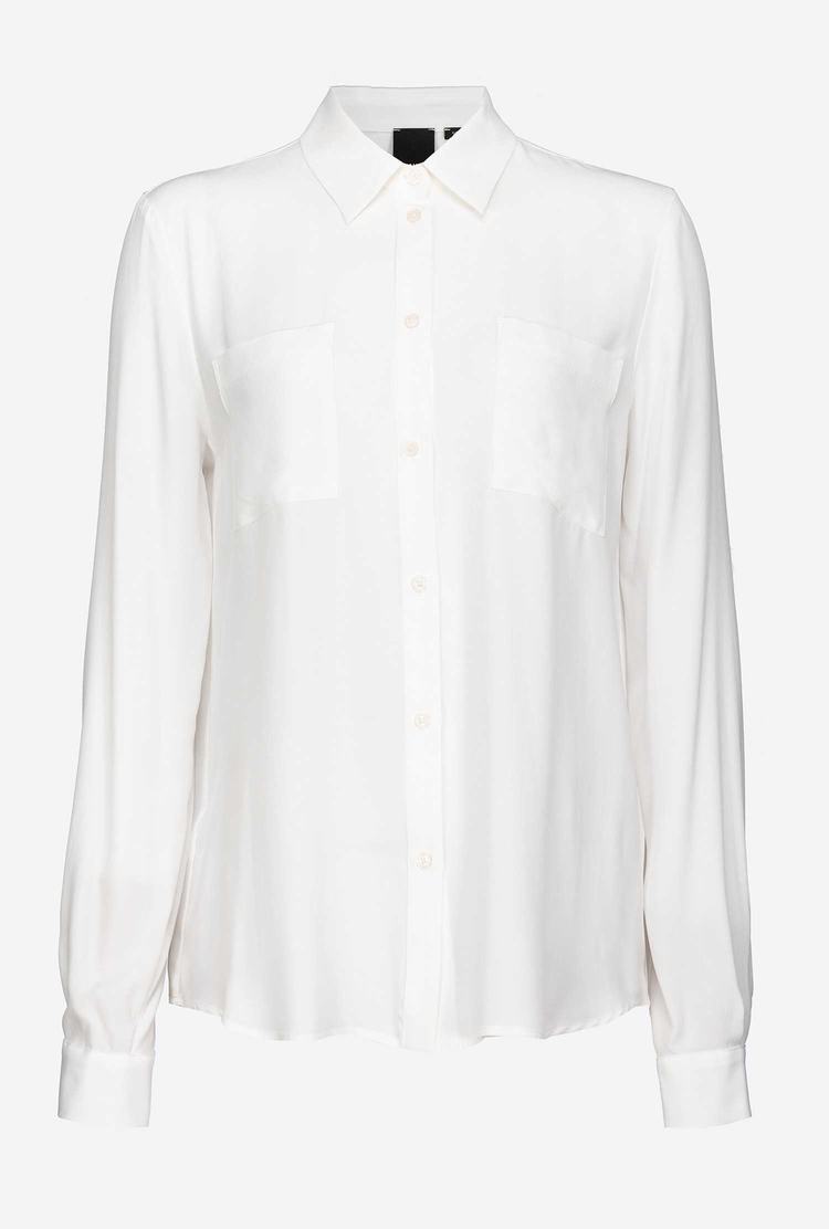 White Women's Pinko Breast Pocket Shirts | Ireland-14690389