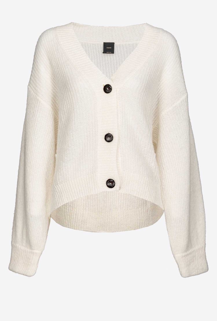 White Women's Pinko Cropped Rib-knit Cardigan | Ireland-49081539