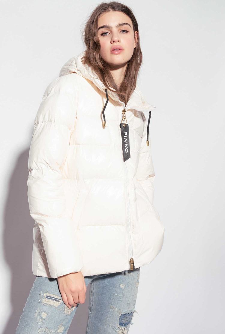 White Women's Pinko Crystal Nylon Jackets | Ireland-97530249